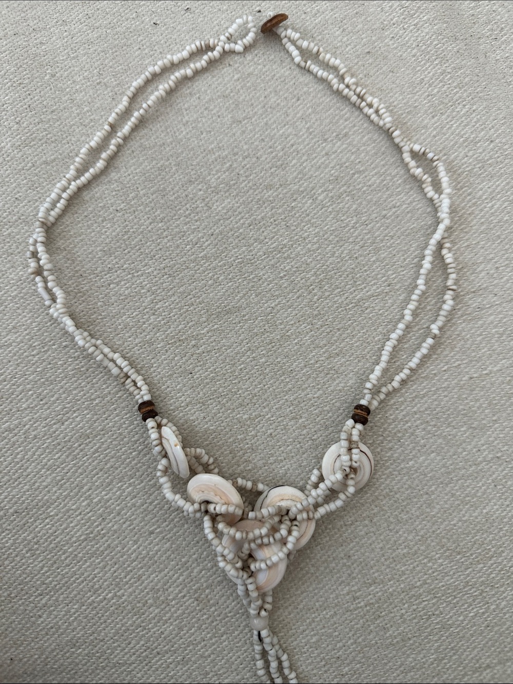 Handcrafted White Beaded Shell Pendant Necklace - Women Jewelry